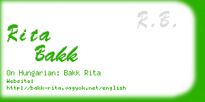 rita bakk business card